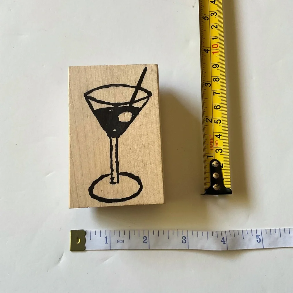Martini Glass Rubber Stamp Paper Source MARTINI LARGE Wood Mounted